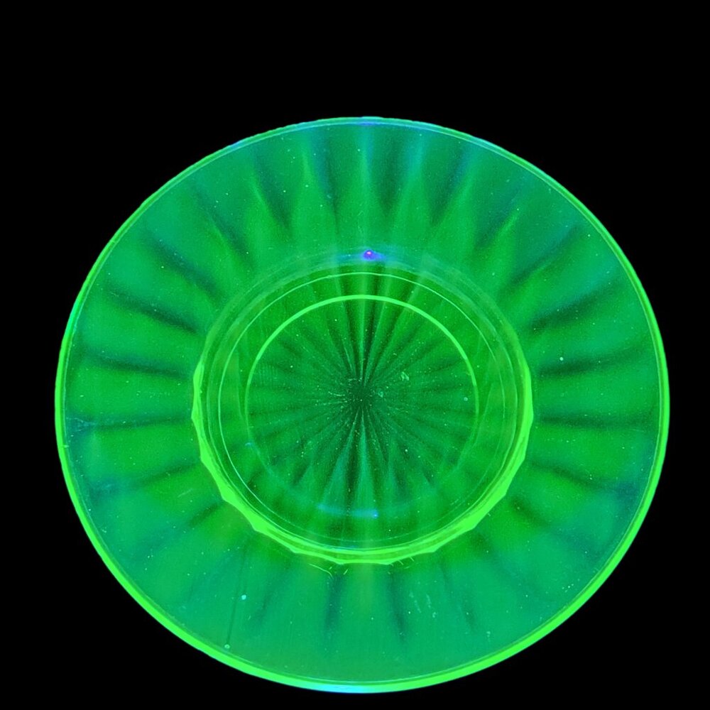 Vintage Uranium Depression Glass Green Patterned Saucer